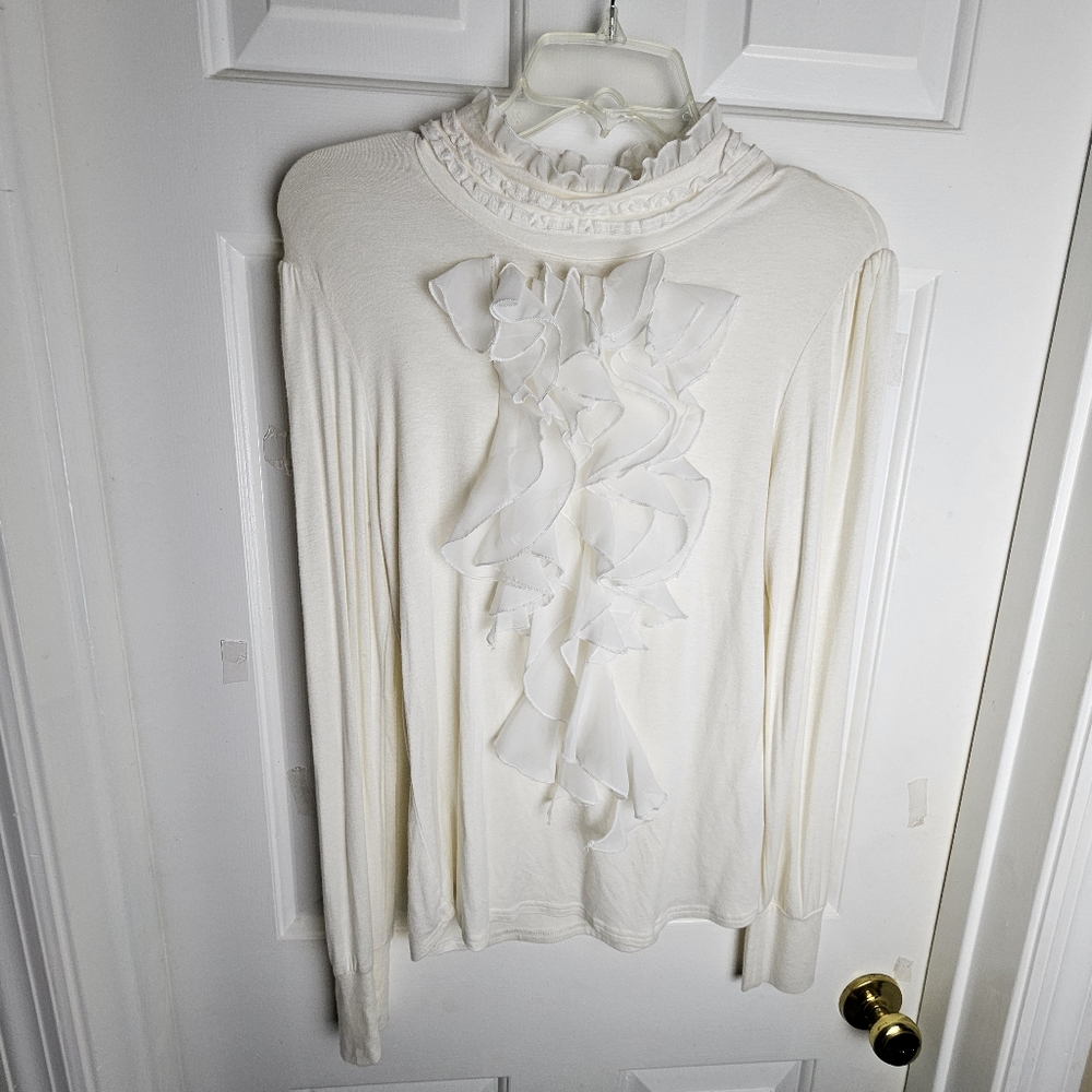 Lovestitch Women Ivory Ruffles Blouse Size Large